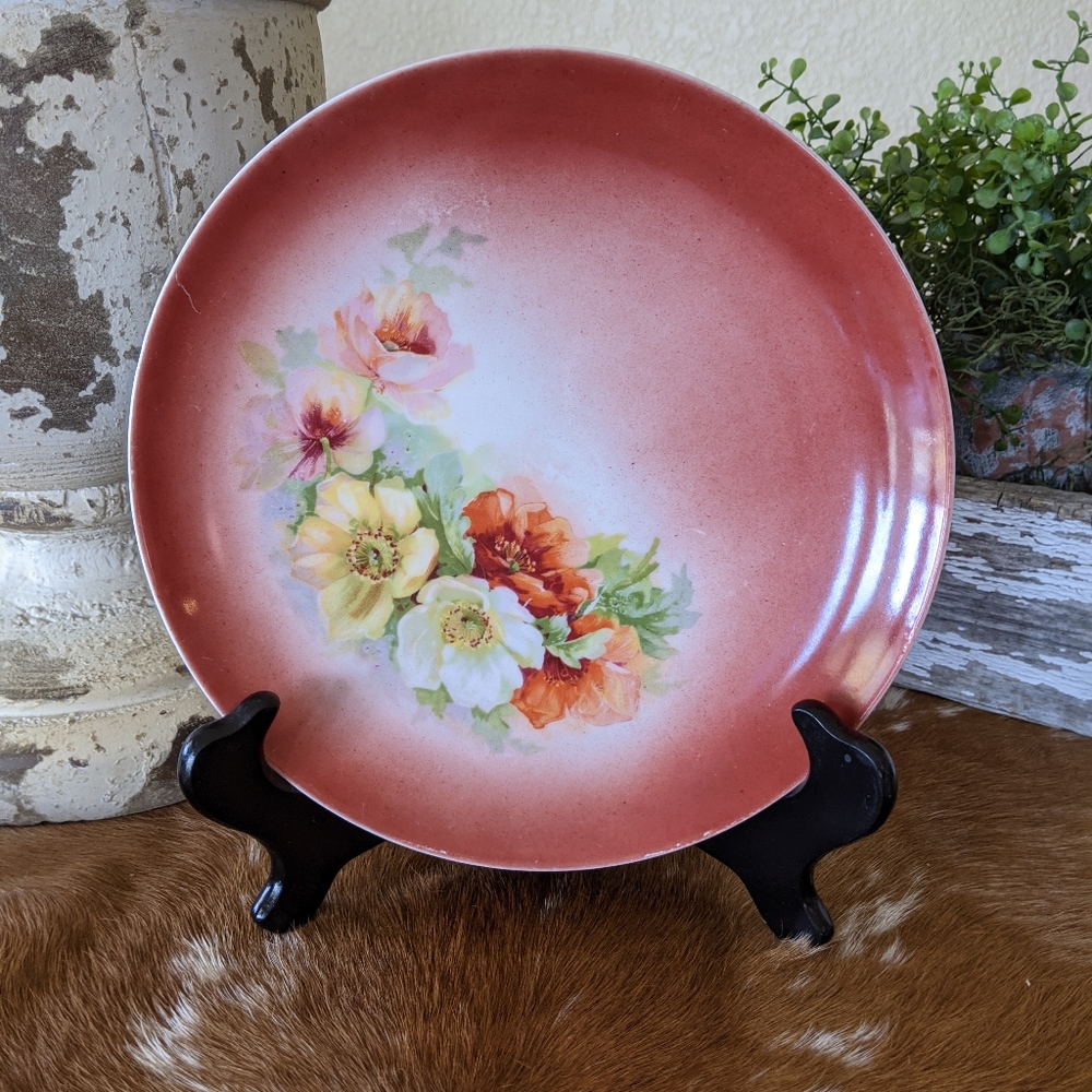 Antique Decorative Floral Plate Marked Germany